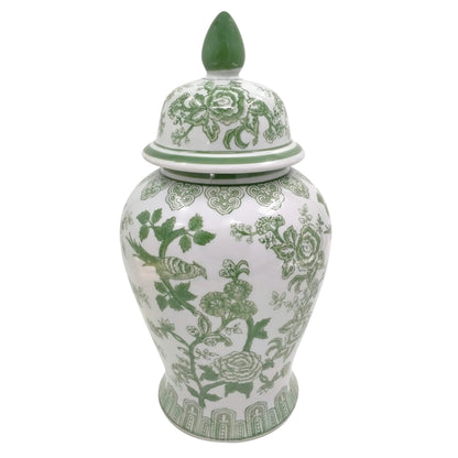 Sagebrook Home Chinoiserie Stoneware Ceramic Jar with Lid - Ornate Decorative Accent Piece