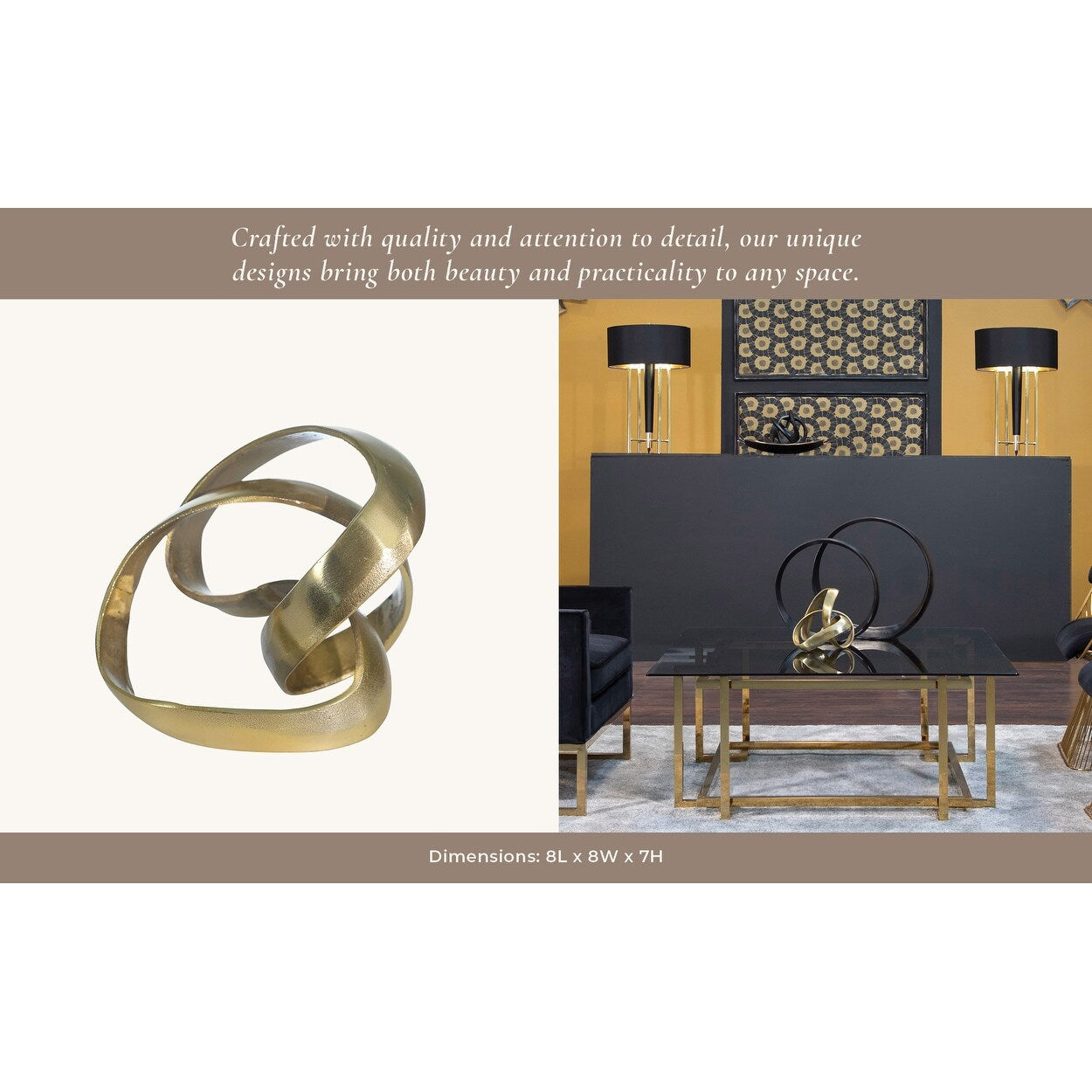 Sagebrook Home Modern Aluminum Abstract Interwoven Decorative Sculpture - 8 x 8 x 7