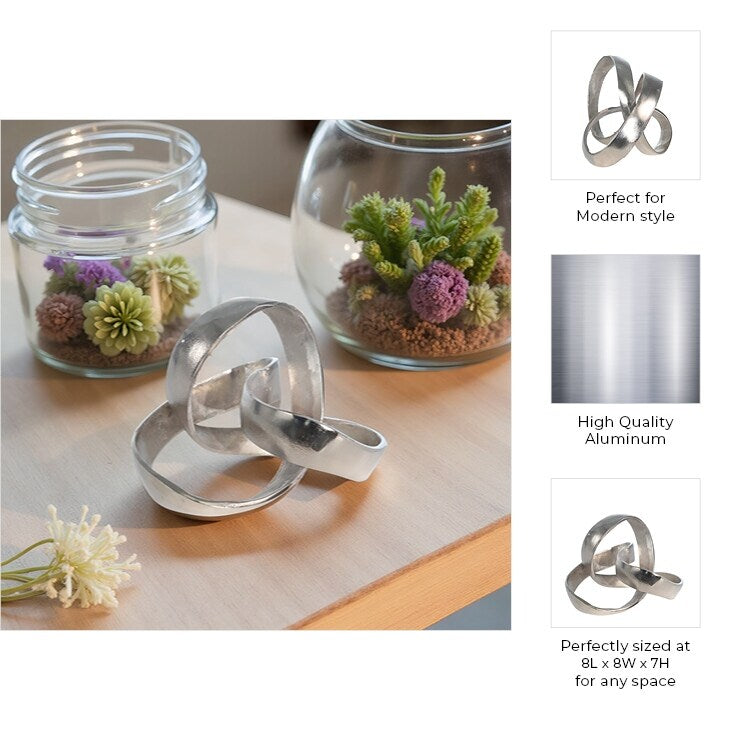 Sagebrook Home Modern Aluminum Abstract Interwoven Decorative Sculpture - 8 x 8 x 7