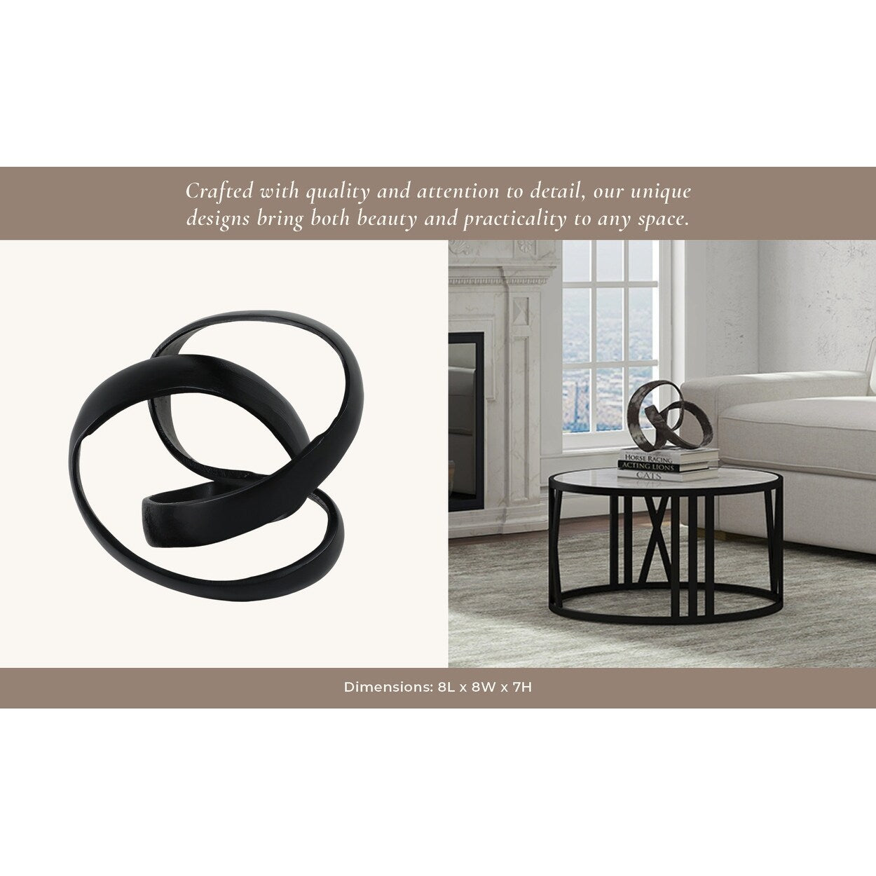 Sagebrook Home Modern Aluminum Abstract Interwoven Decorative Sculpture - 8 x 8 x 7