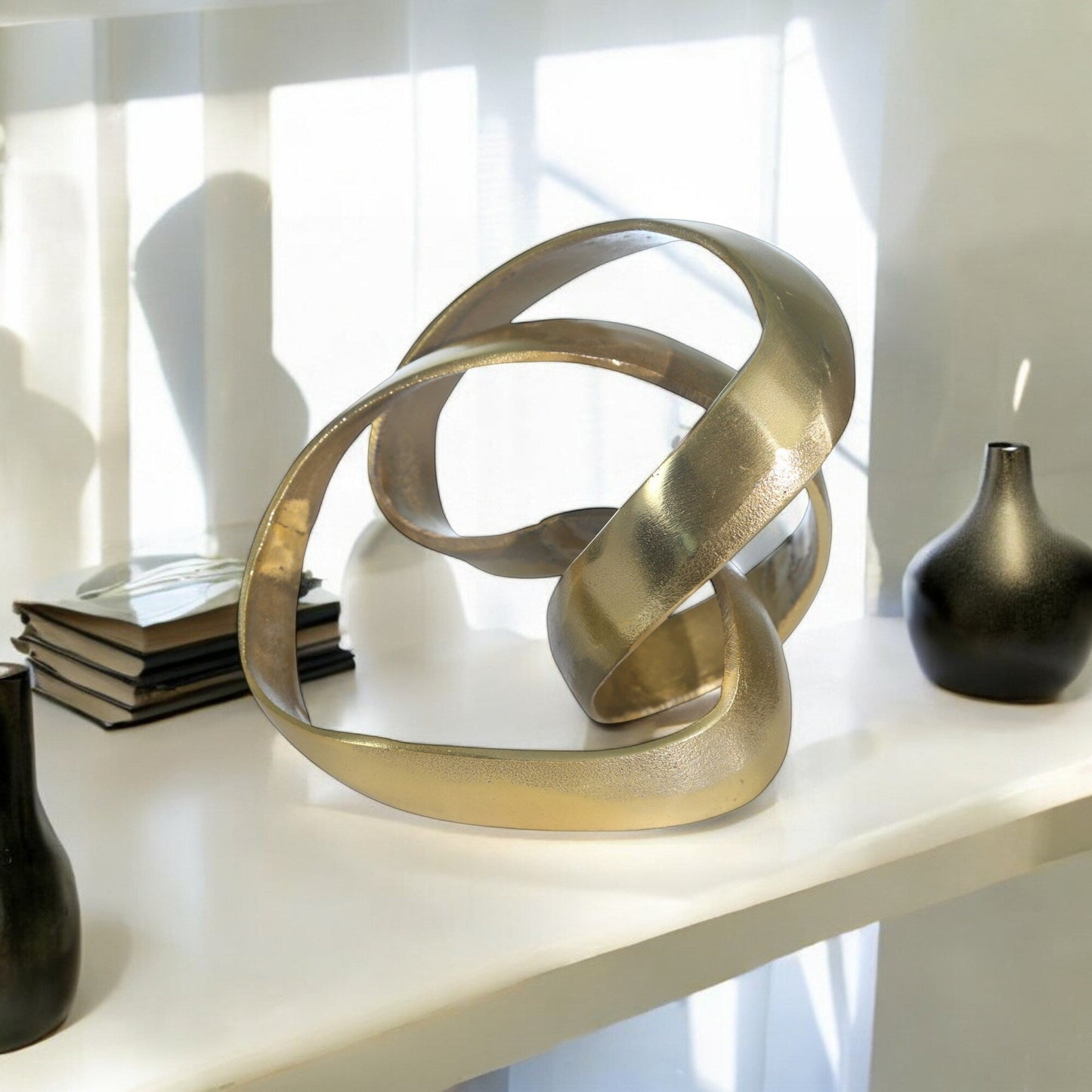 Sagebrook Home Modern Aluminum Abstract Interwoven Decorative Sculpture - 8 x 8 x 7