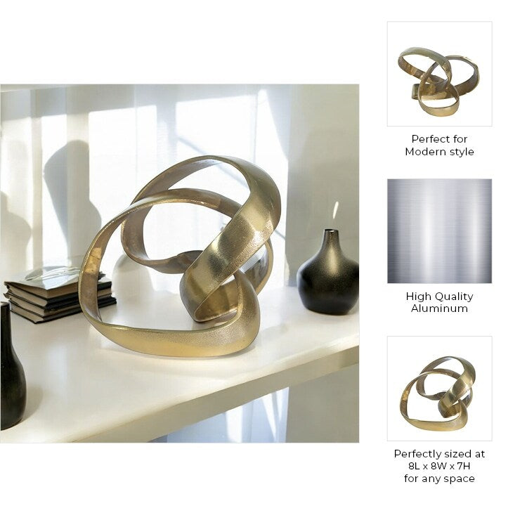 Sagebrook Home Modern Aluminum Abstract Interwoven Decorative Sculpture - 8 x 8 x 7