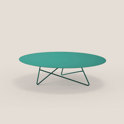 Ermione tavolino basso rotondo da salotto in metallo h25 salvia