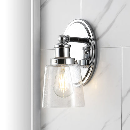 Sandrine 3-Light Iron/Seeded Glass Classic Cottage LED Vanity Light, by JONATHAN Y