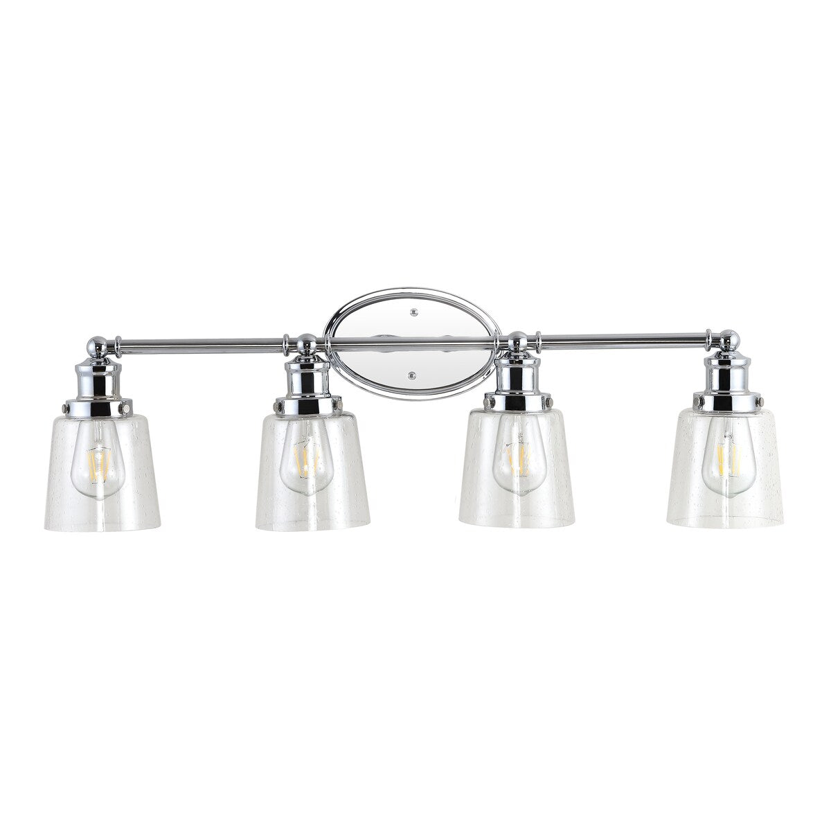 Sandrine 3-Light Iron/Seeded Glass Classic Cottage LED Vanity Light, by JONATHAN Y