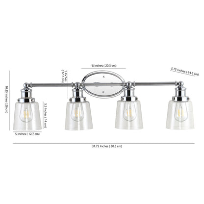 Sandrine 3-Light Iron/Seeded Glass Classic Cottage LED Vanity Light, by JONATHAN Y