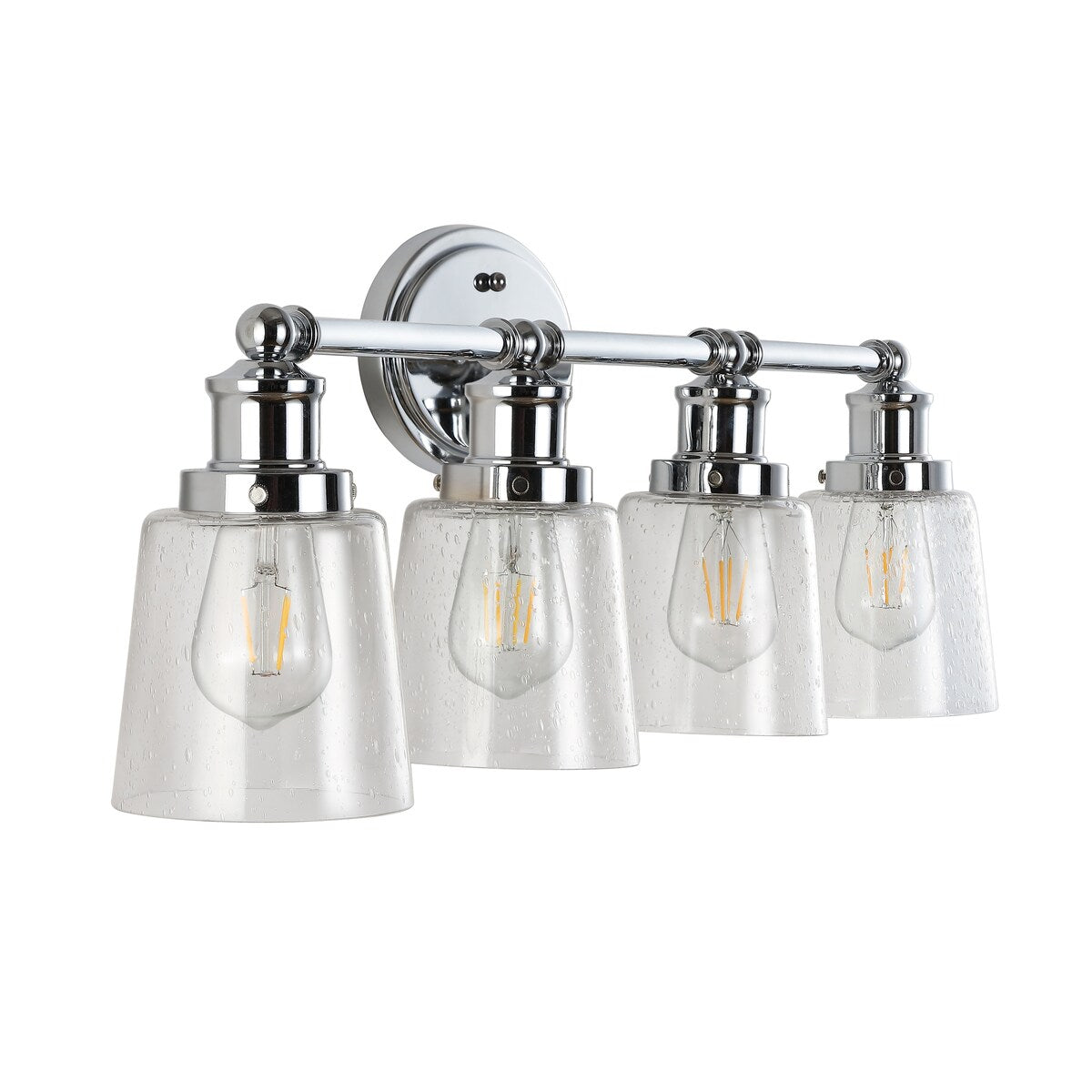 Sandrine 3-Light Iron/Seeded Glass Classic Cottage LED Vanity Light, by JONATHAN Y