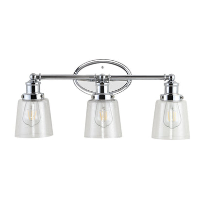 Sandrine 3-Light Iron/Seeded Glass Classic Cottage LED Vanity Light, by JONATHAN Y