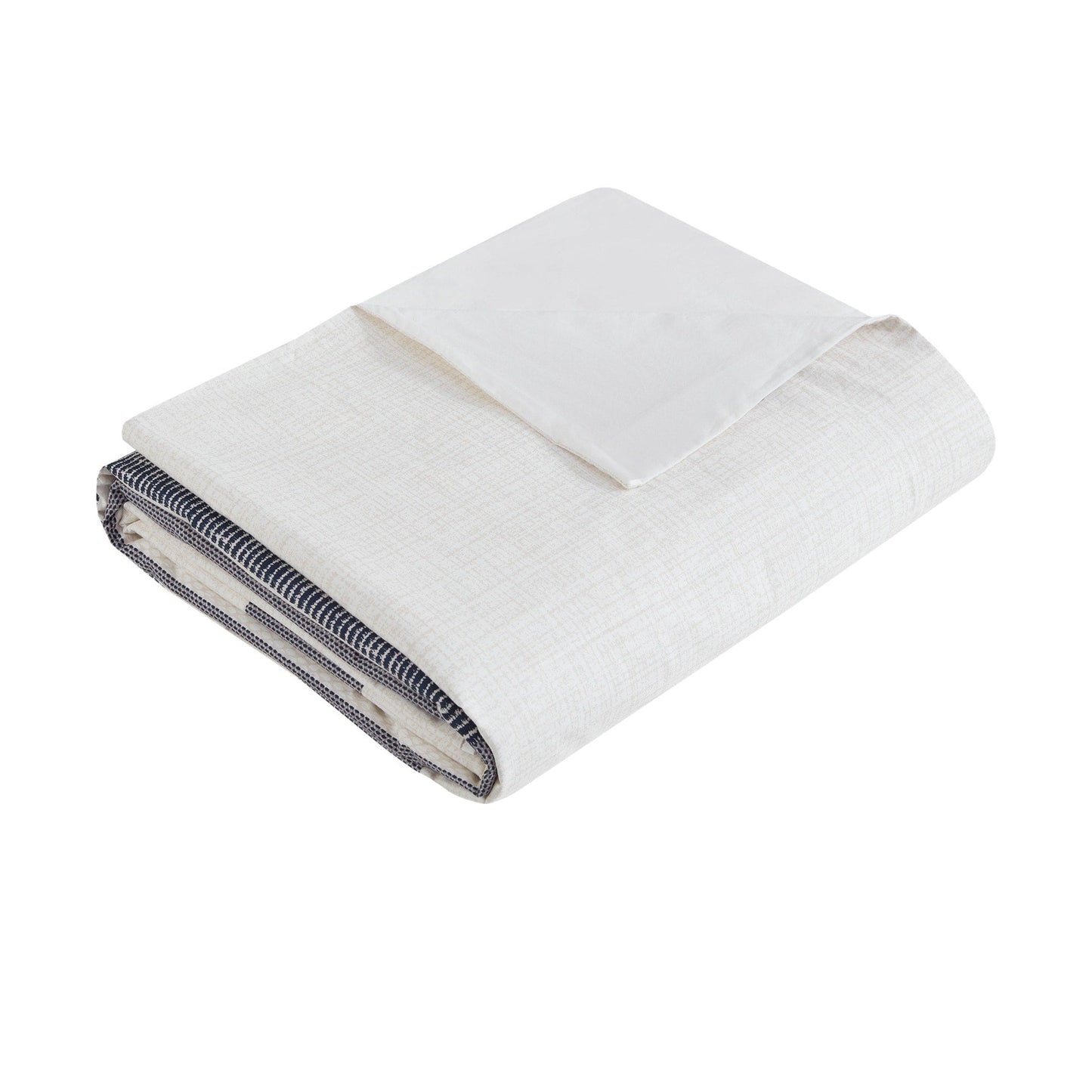 INK+IVY Serena 3 Piece Cotton Printed Duvet Cover Set w/trims Navy