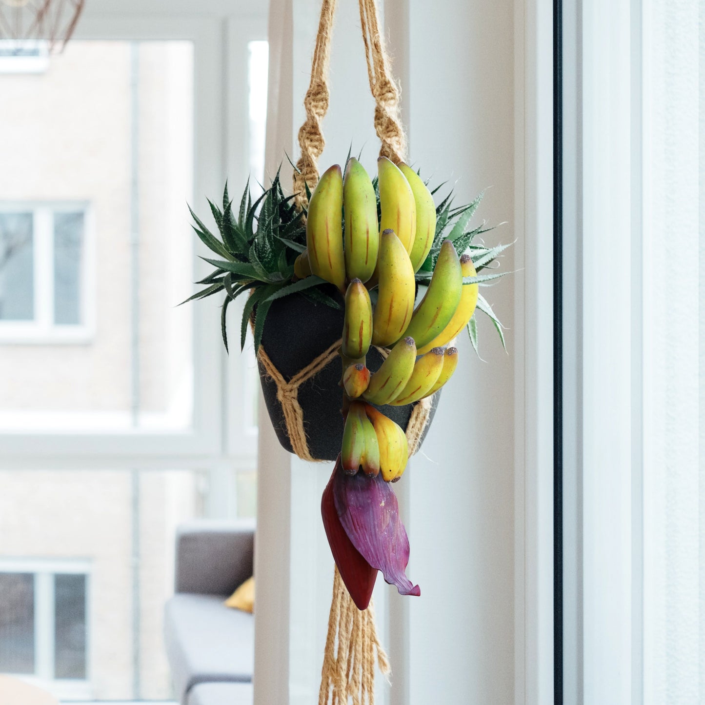 Set of 2 Artificial Banana Cluster Prop Fruit Decor Accent Piece 11in - 11 L x 4 W x 4.5 DP