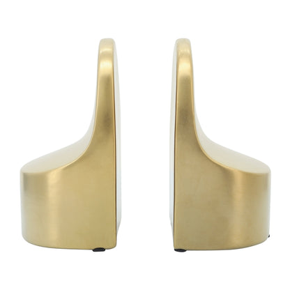 Sagebrook Home Modern Glam Set of 2 Ceramic Bookends Contemporary Simple Gold Bookend Set - 4 x 3 x 6