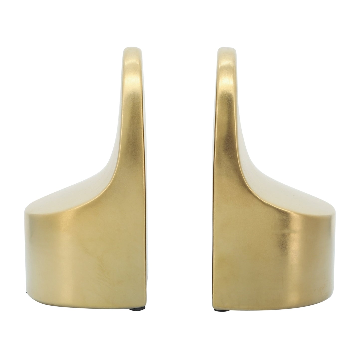 Sagebrook Home Modern Glam Set of 2 Ceramic Bookends Contemporary Simple Gold Bookend Set - 4 x 3 x 6