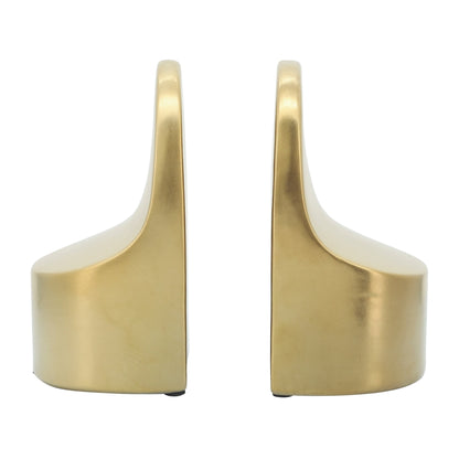 Sagebrook Home Modern Glam Set of 2 Ceramic Bookends Contemporary Simple Gold Bookend Set - 4 x 3 x 6