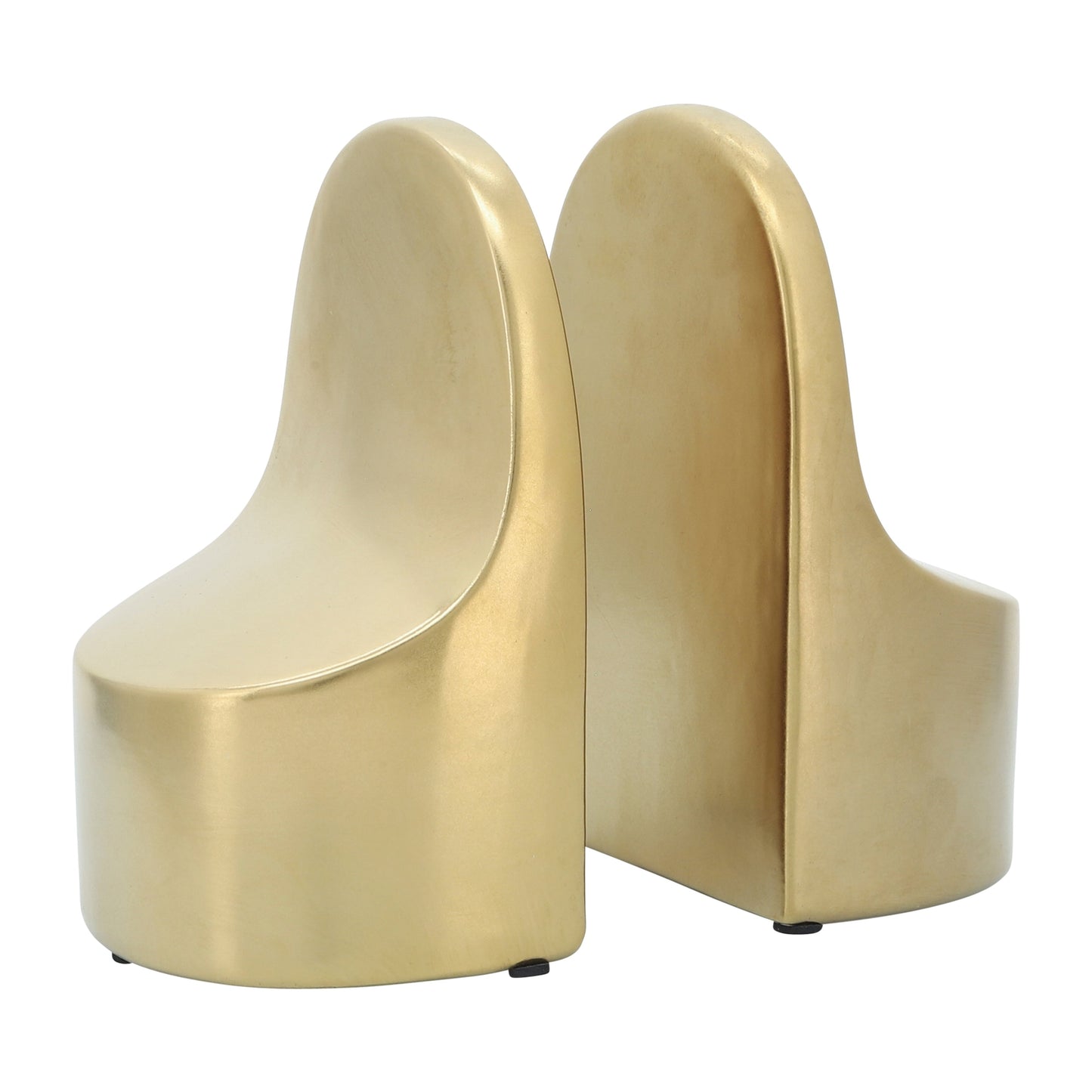 Sagebrook Home Modern Glam Set of 2 Ceramic Bookends Contemporary Simple Gold Bookend Set - 4 x 3 x 6