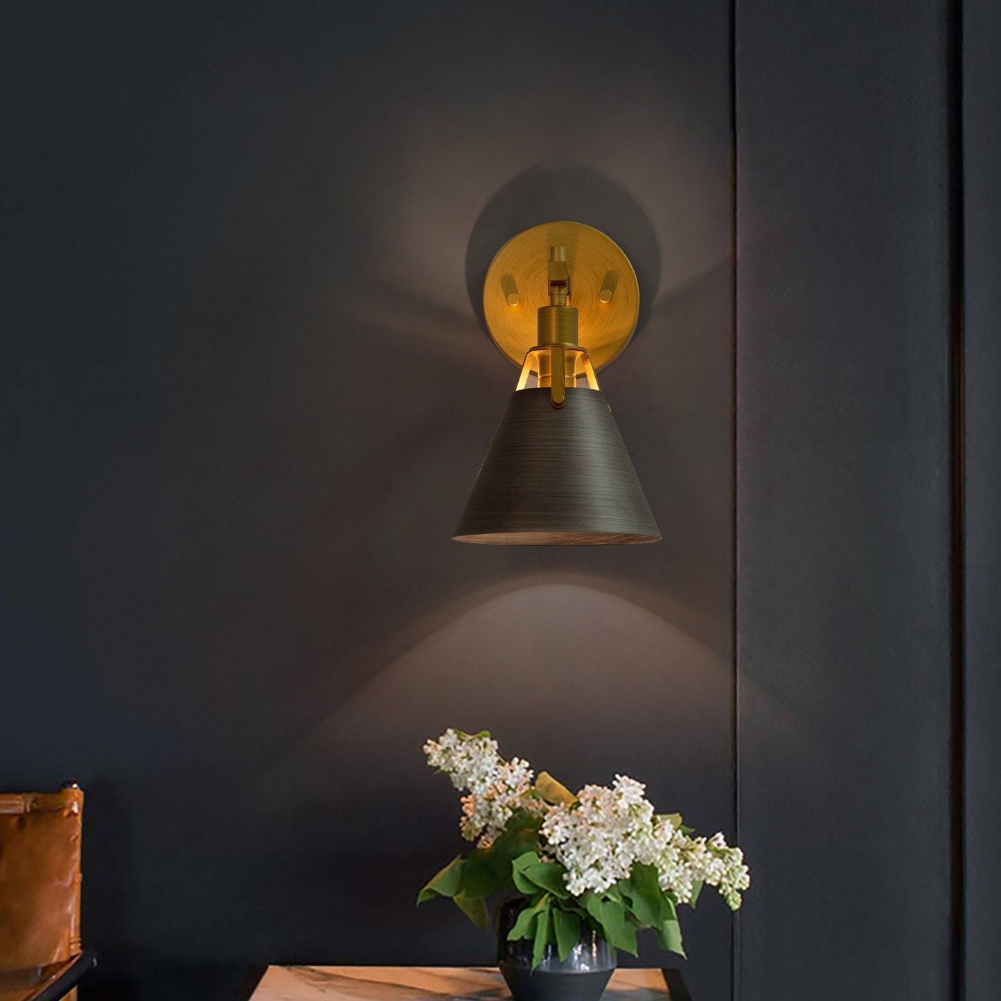 Set of 2 Modern Cone Wall Sconces Bathroom Vanity Lights with Silver Metal - 6'' L x 7.5'' W x 8.5'' H