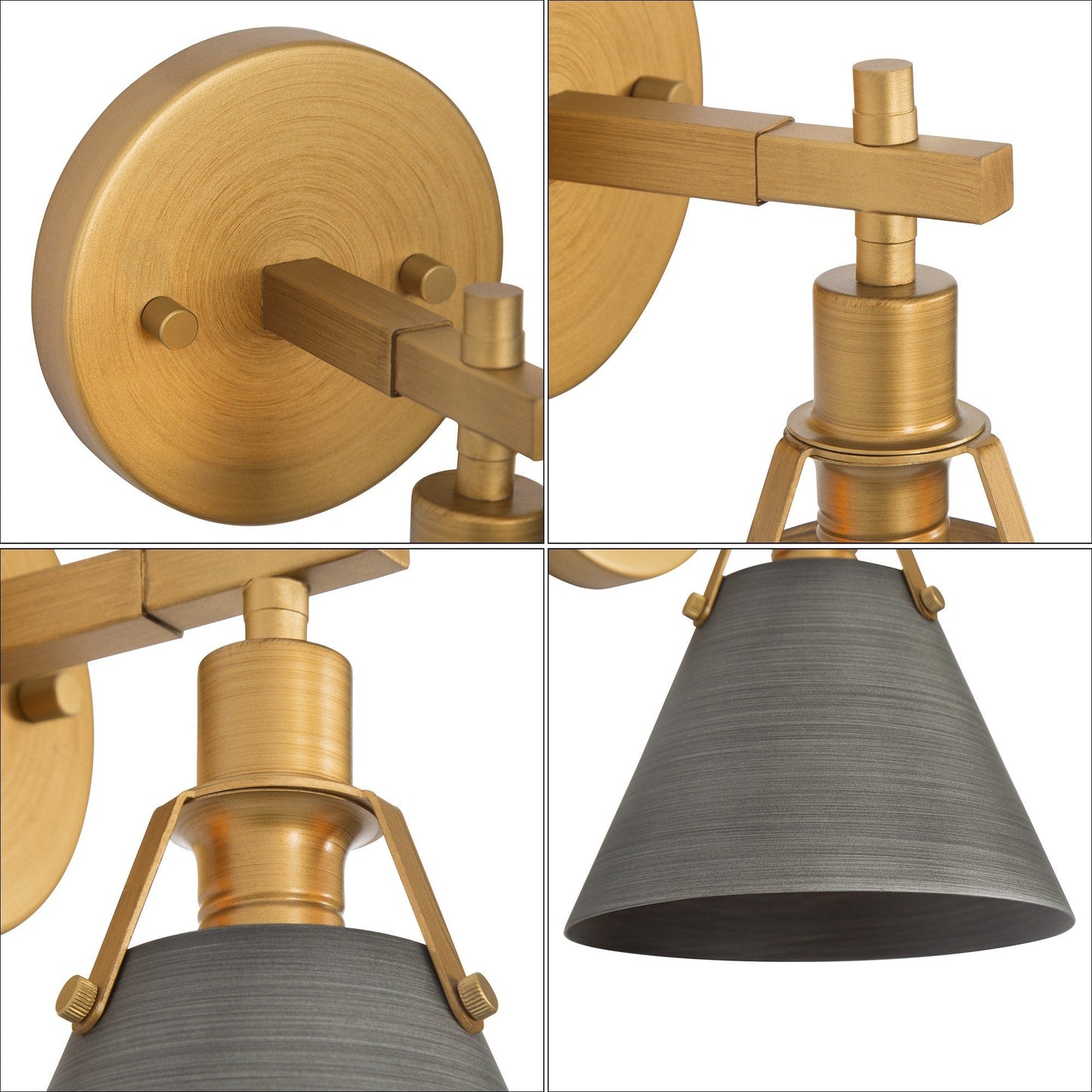 Set of 2 Modern Cone Wall Sconces Bathroom Vanity Lights with Silver Metal - 6'' L x 7.5'' W x 8.5'' H