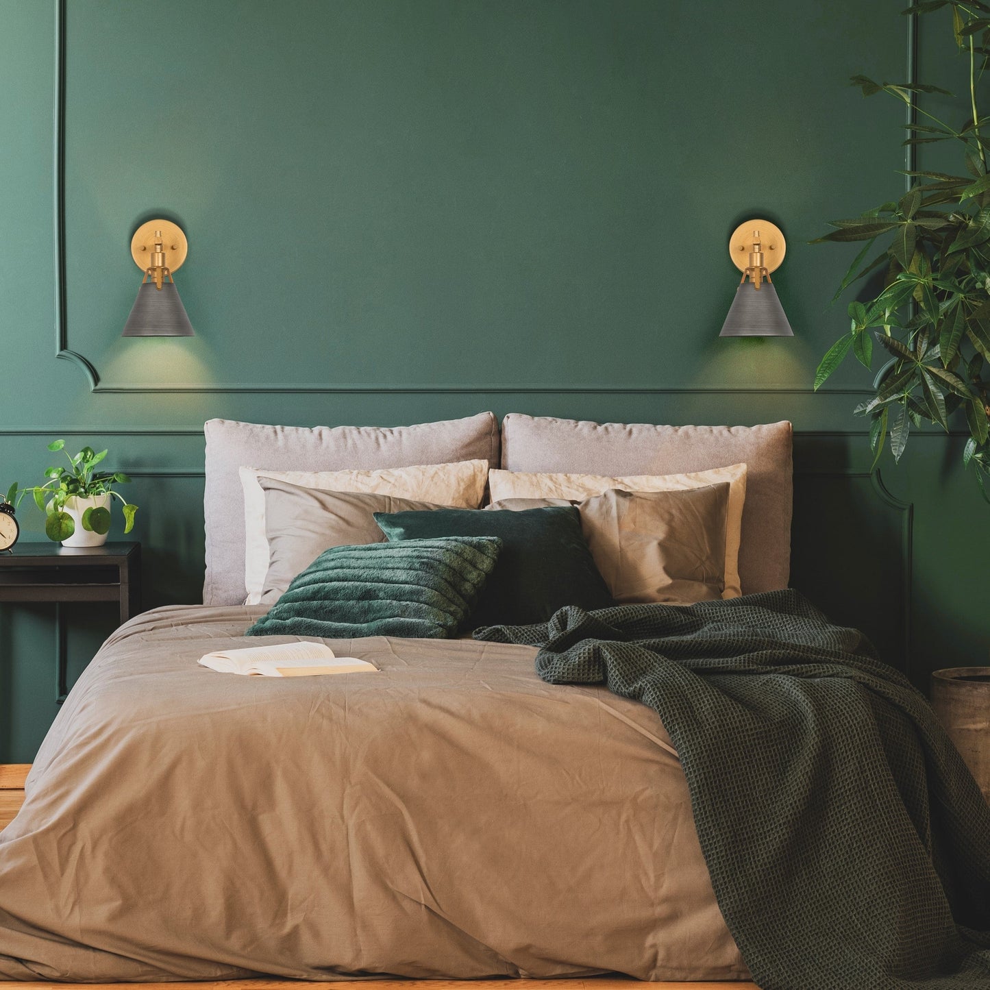 Set of 2 Modern Cone Wall Sconces Bathroom Vanity Lights with Silver Metal - 6'' L x 7.5'' W x 8.5'' H