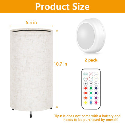 Set of 2 Night Light Small Table Lamp with Remote