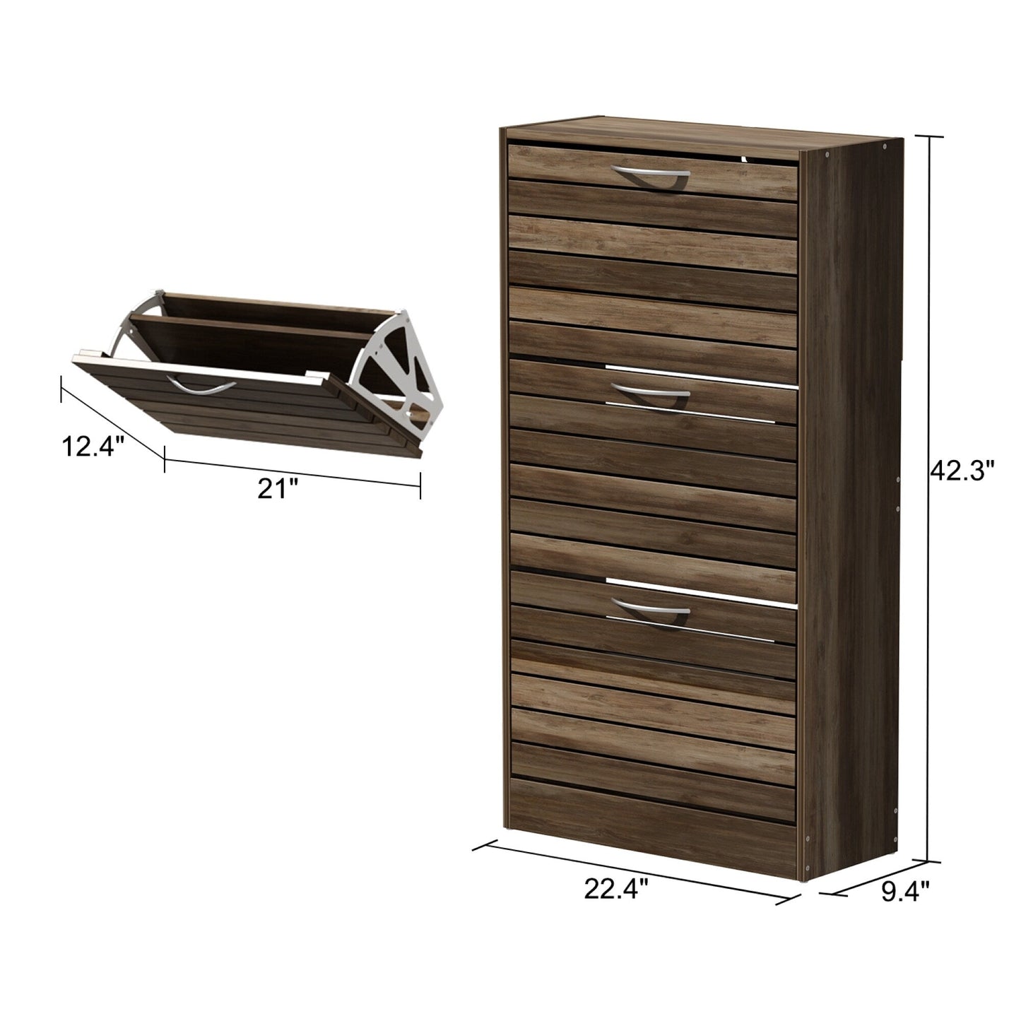Shoe Cabinet Narrow Shoe Cabinet with 3 Flip Door Space Saving 3 Color