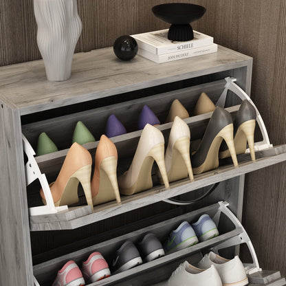 Shoe Cabinet Narrow Shoe Cabinet with 3 Flip Door Space Saving 3 Color