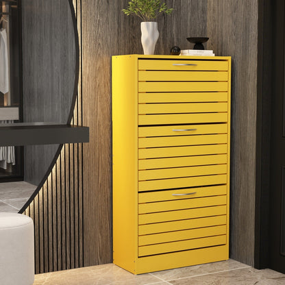 Shoe Cabinet Narrow Shoe Cabinet with 3 Flip Door Space Saving 3 Color