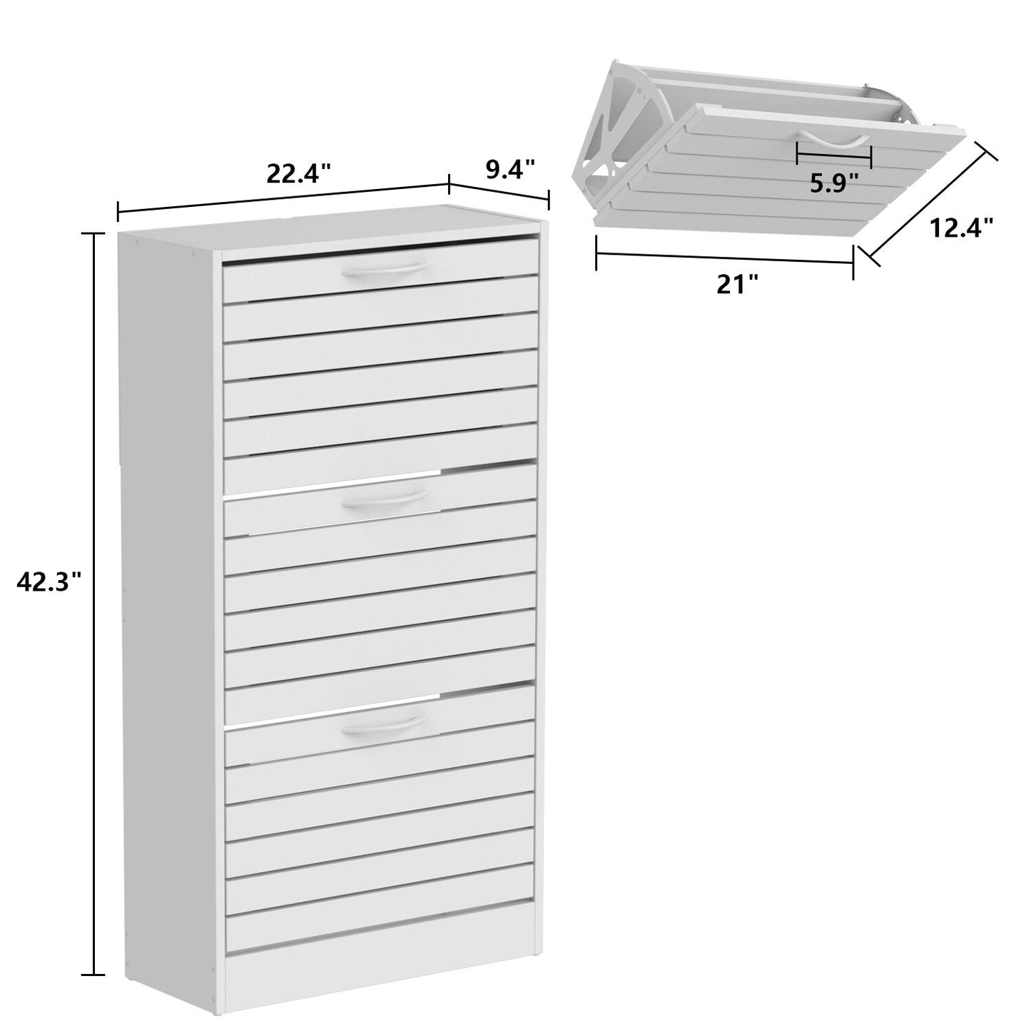 Shoe Cabinet Narrow Shoe Cabinet with 3 Flip Door Space Saving 3 Color