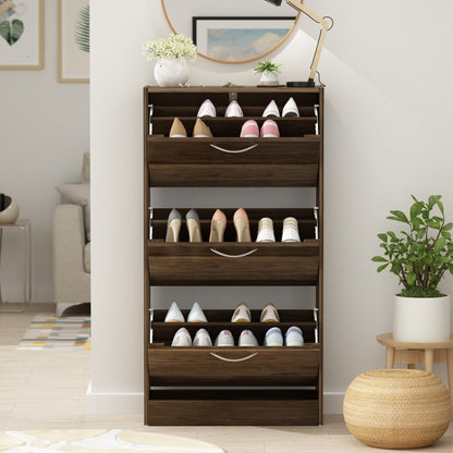 Shoe Cabinet Narrow Shoe Cabinet with 3 Flip Door Space Saving 3 Color