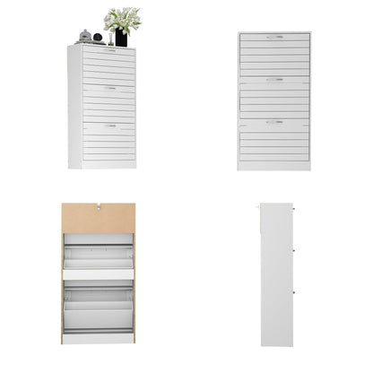 Shoe Cabinet Narrow Shoe Cabinet with 3 Flip Door Space Saving 3 Color