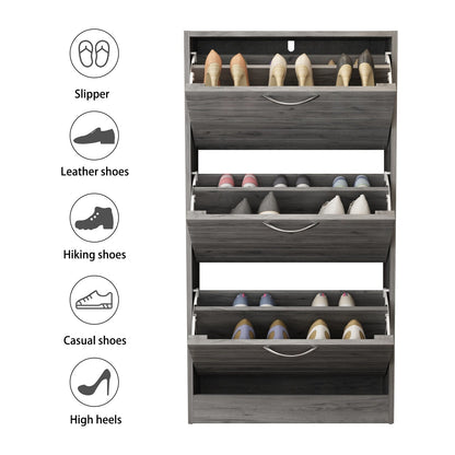 Shoe Cabinet Narrow Shoe Cabinet with 3 Flip Door Space Saving 3 Color