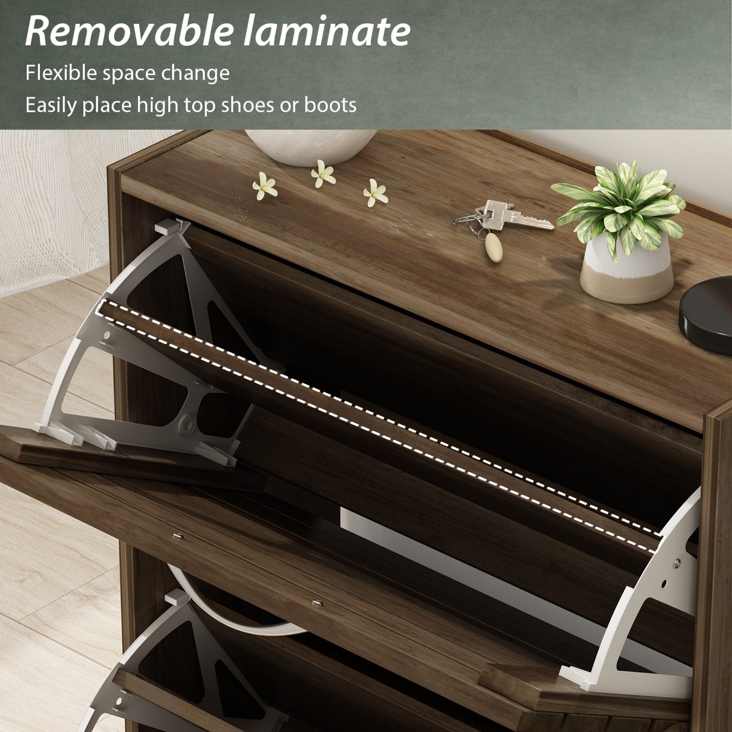 Shoe Cabinet Narrow Shoe Cabinet with 3 Flip Door Space Saving 3 Color