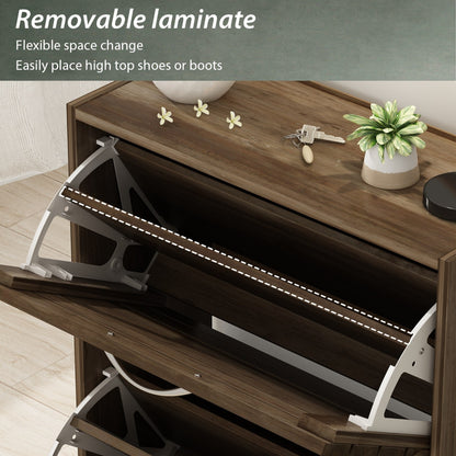 Shoe Cabinet Narrow Shoe Cabinet with 3 Flip Door Space Saving 3 Color