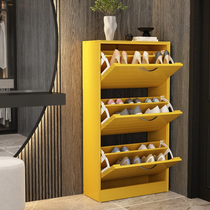 Shoe Cabinet Narrow Shoe Cabinet with 3 Flip Door Space Saving 3 Color