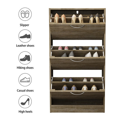 Shoe Cabinet Narrow Shoe Cabinet with 3 Flip Door Space Saving 3 Color