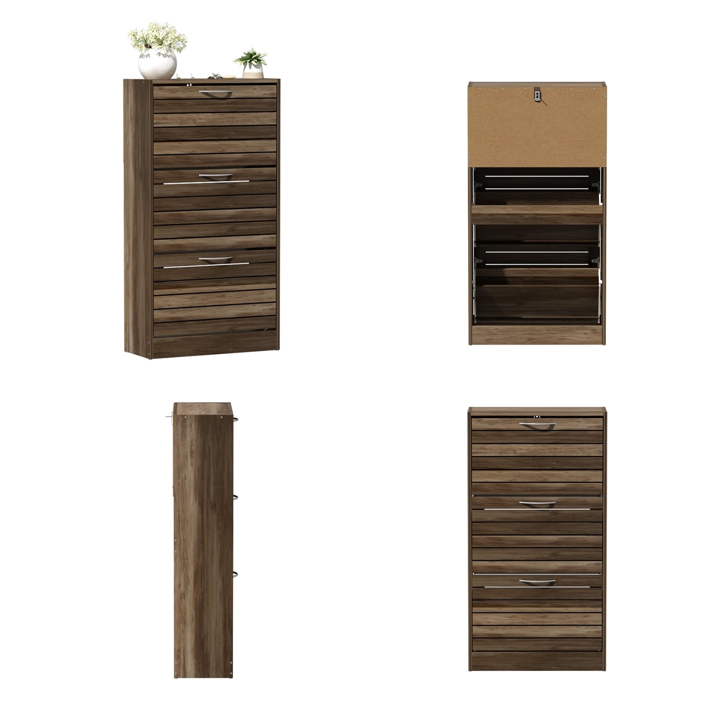 Shoe Cabinet Narrow Shoe Cabinet with 3 Flip Door Space Saving 3 Color