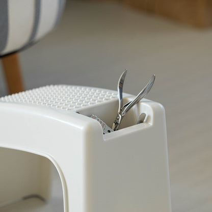 Shower Footrest, White Bath Foot Stool for Shaving Legs, Spa Footrest Shaving Stool, Shower Foot Procedures Stool With Storage