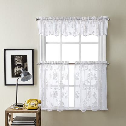 Curtainworks Sibella Lace Kitchen Curtain Valance and Tier Pair Curtain Collection