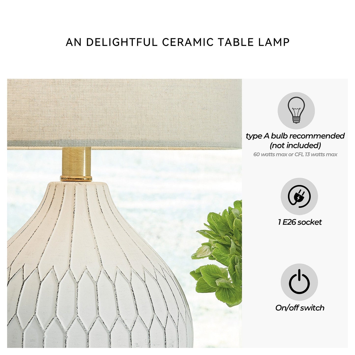 Signature Design by Ashley Wardmont White and Ivory Table Lamp - 17.5 in