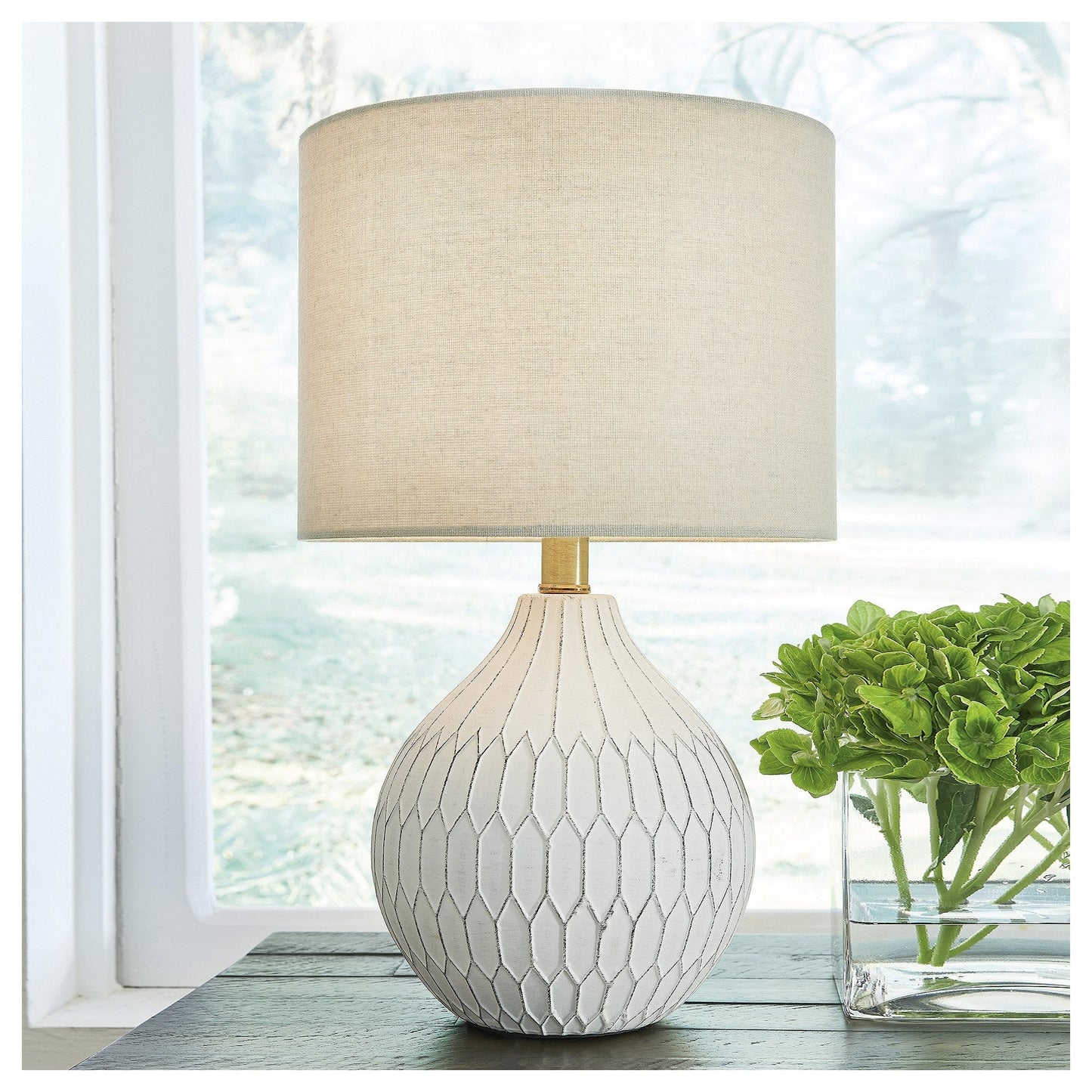 Signature Design by Ashley Wardmont White and Ivory Table Lamp - 17.5 in
