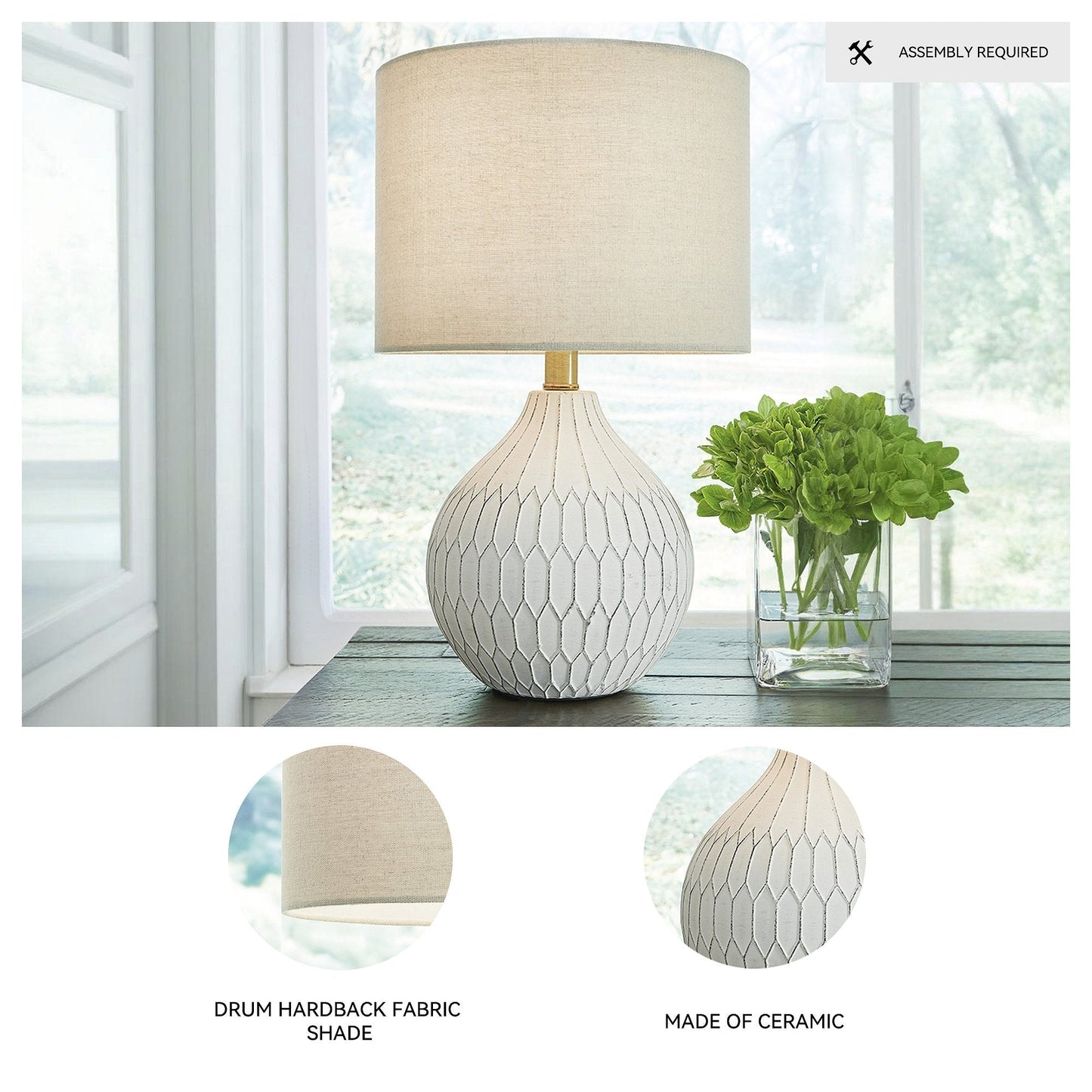 Signature Design by Ashley Wardmont White and Ivory Table Lamp - 17.5 in