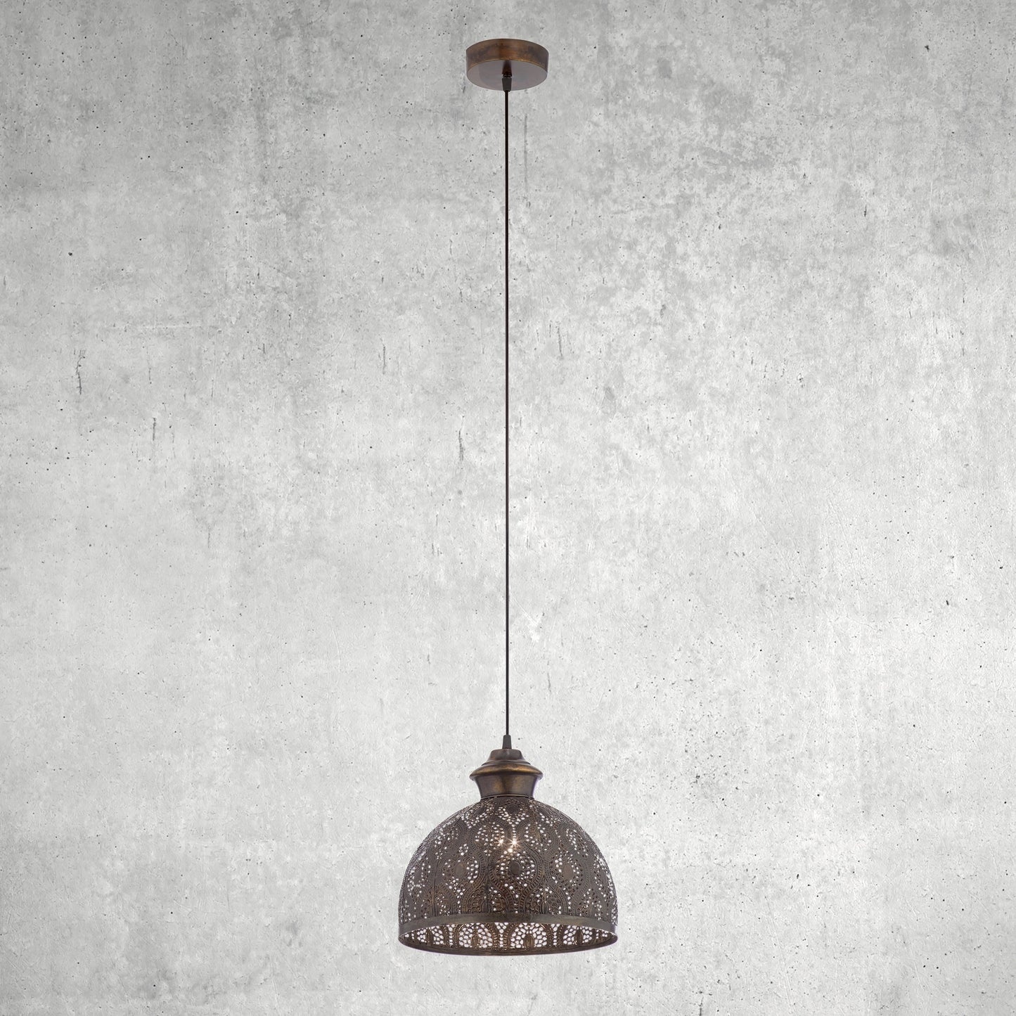 Sigrid River of Goods Antique Bronze Metal Bowl-Shade Pendant Lamp - 11 x 11 x 11.25/70.25