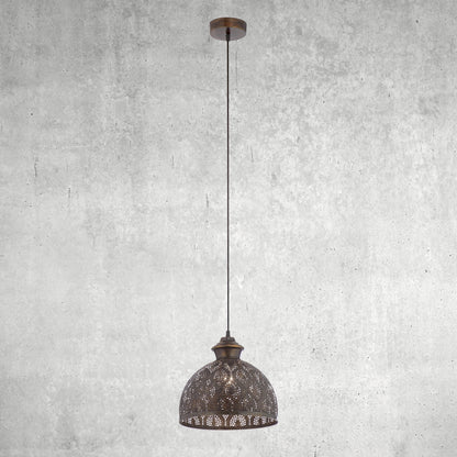 Sigrid River of Goods Antique Bronze Metal Bowl-Shade Pendant Lamp - 11 x 11 x 11.25/70.25