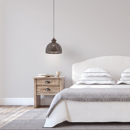 Sigrid River of Goods Antique Bronze Metal Bowl-Shade Pendant Lamp - 11 x 11 x 11.25/70.25