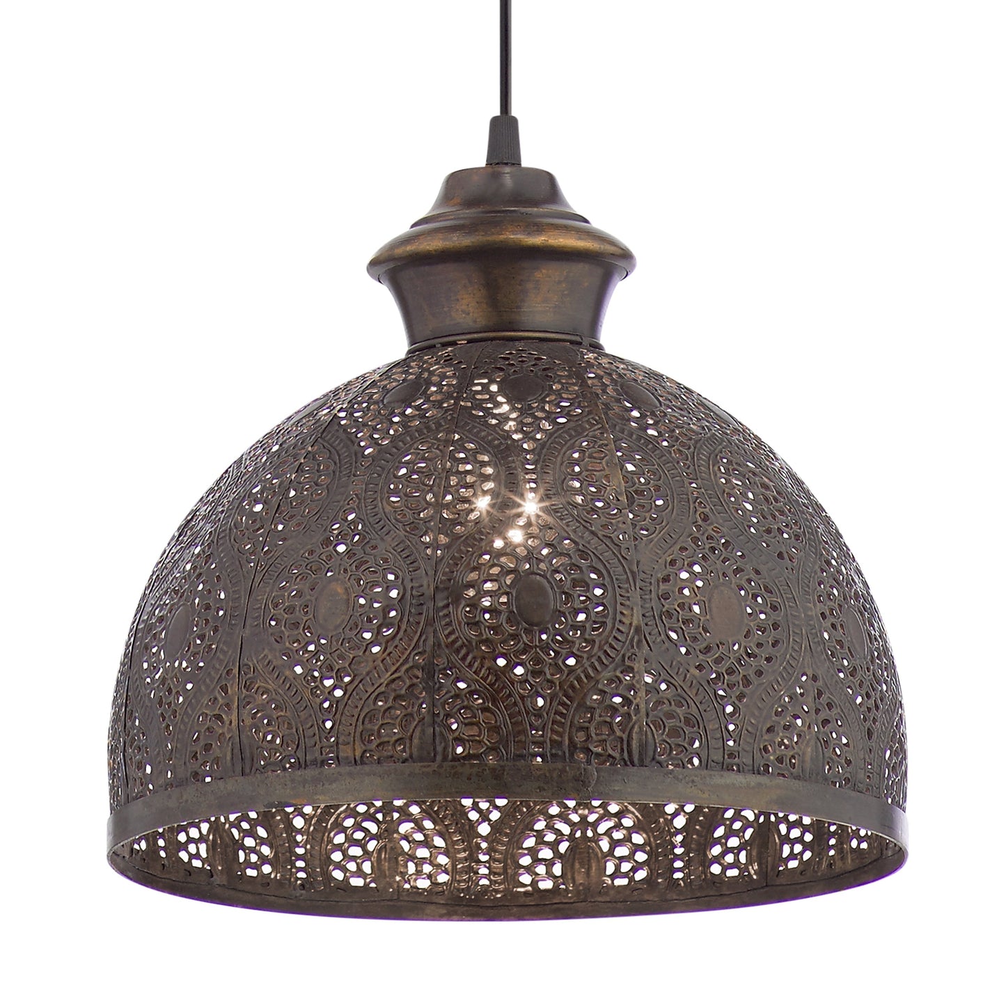 Sigrid River of Goods Antique Bronze Metal Bowl-Shade Pendant Lamp - 11 x 11 x 11.25/70.25