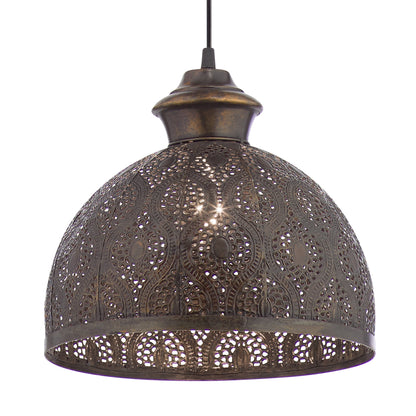 Sigrid River of Goods Antique Bronze Metal Bowl-Shade Pendant Lamp - 11 x 11 x 11.25/70.25