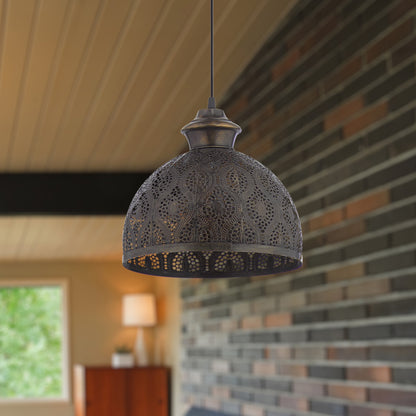 Sigrid River of Goods Antique Bronze Metal Bowl-Shade Pendant Lamp - 11 x 11 x 11.25/70.25