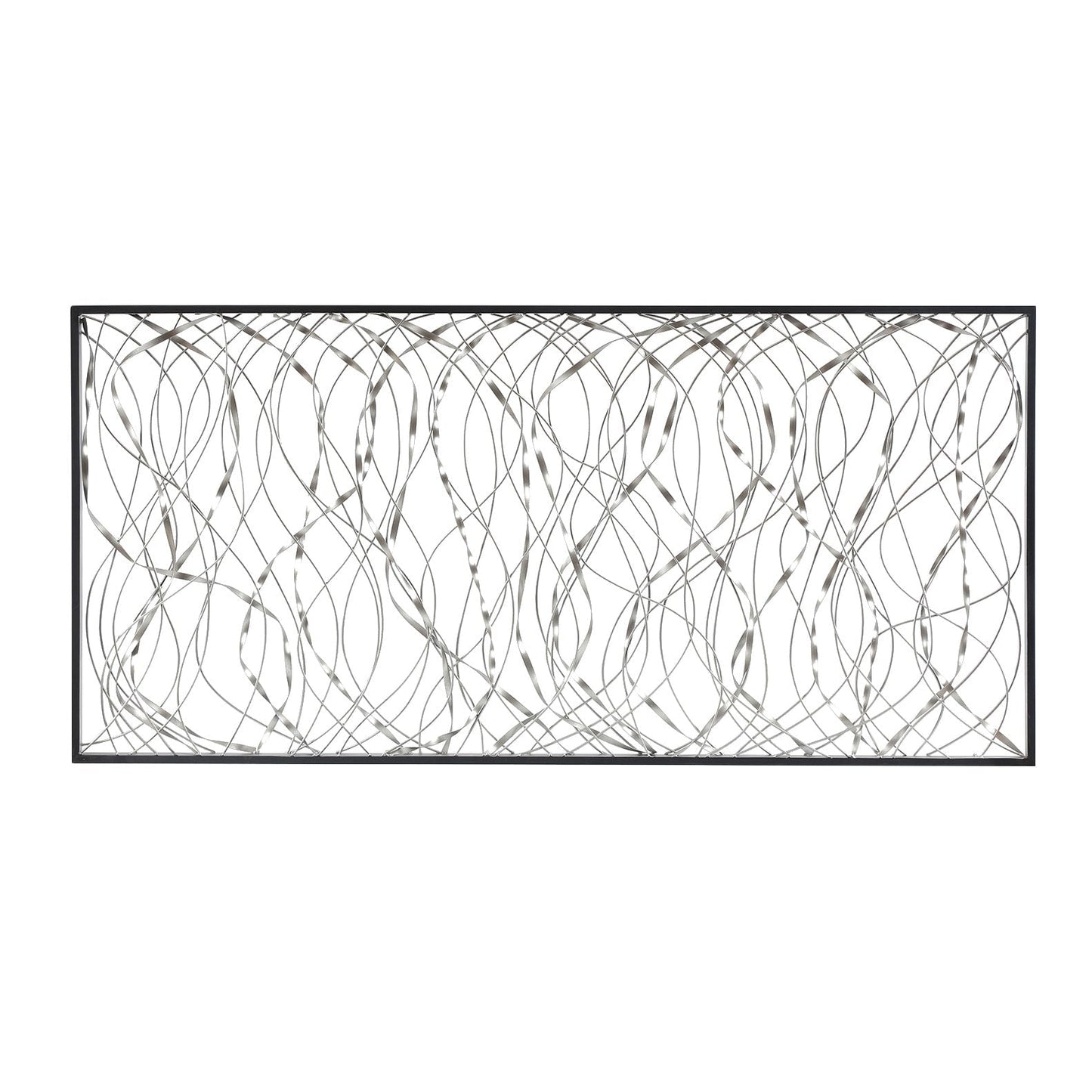 Silver Metal Infinity Rectangular Black Framed Abstract Wall Decor