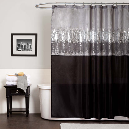 Silver Orchid Gregor Abstract Night Sky Two-tone Shower Curtain