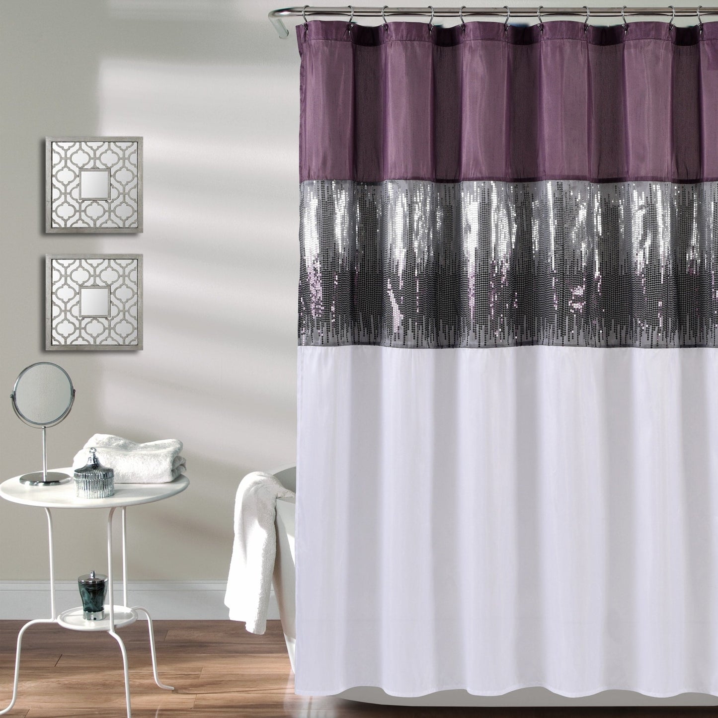 Silver Orchid Gregor Abstract Night Sky Two-tone Shower Curtain