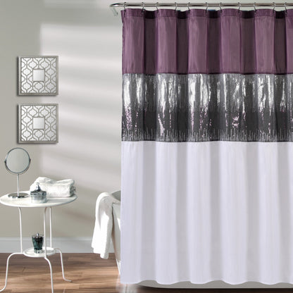 Silver Orchid Gregor Abstract Night Sky Two-tone Shower Curtain