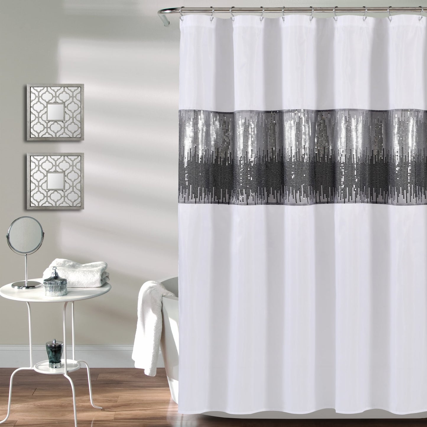 Silver Orchid Gregor Abstract Night Sky Two-tone Shower Curtain